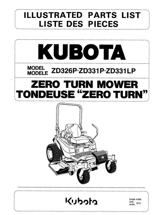 ZD326P Parts Manual